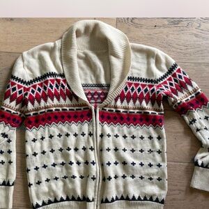 Stylish Cream and Red Cardigan for Men